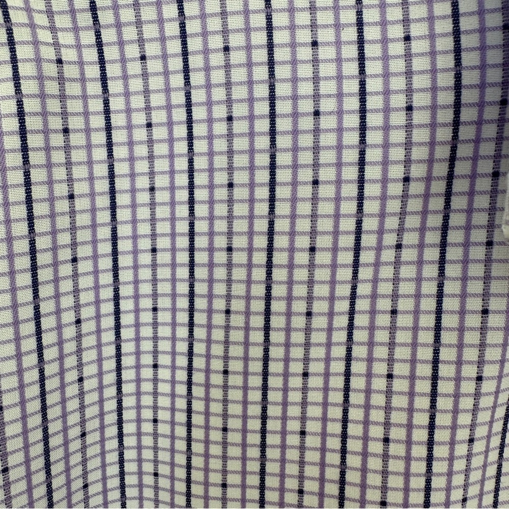 Bugatchi Men’s Purple and White Pinstripe Dress Shirt SZ Large - Picture 9 of 13